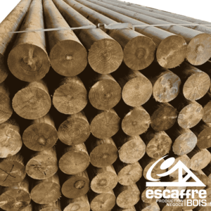 Bois rond fraisé - diam 18 cm x 3.00 ml - Pin sylvestre - traité classe 4 vert